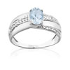 Bague or 750 blanc aigue-marine et diamant