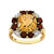 Bague or 750 2 tons citrine et grenat et diamant