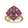 Bague or 750 2 tons améthyste et grenat et diamant