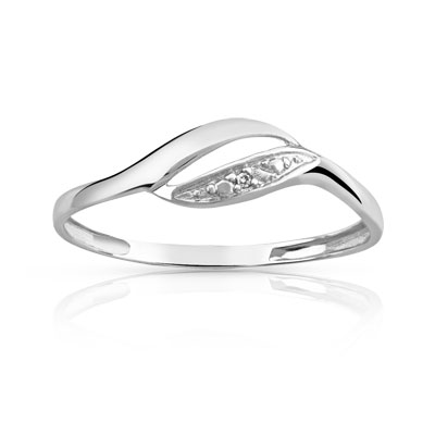 Bague or 750 blanc diamant