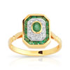 Bague or 750 2 tons émeraude et diamant