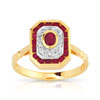 Bague or 750 2 tons rubis et diamant