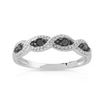 Bague or 750 blanc diamant noir