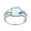 Bague or 750 blanc topaze bleue traitée et diamant