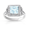 Bague or 750 blanc aigue-marine et diamant