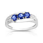 Bague or 750 blanc saphir et diamant