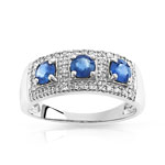 Bague or 750 blanc saphir et diamant