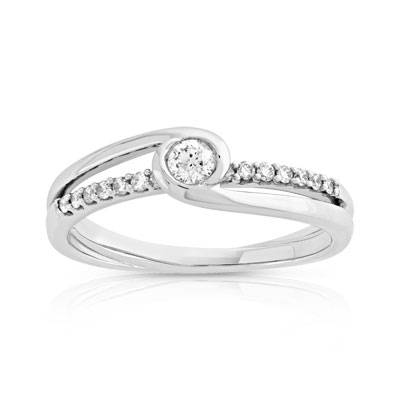 Bague or 750 blanc diamant