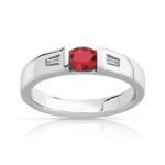 Bague or 750 blanc rubis et diamant