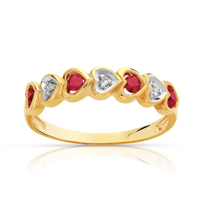 Bague or 750 rubis et diamant