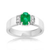Bague or 750 blanc émeraude et diamant