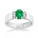 Bague or 750 blanc &eacute;meraude et diamant