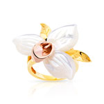 Bague 2 ors 750 nacre blanche