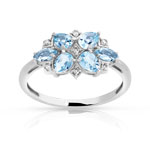 Bague or 750 blanc aigue-marine et diamant