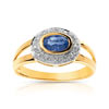 Bague or 750 2 tons saphir et diamant