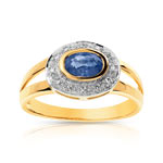 Bague or 750 2 tons saphir et diamant