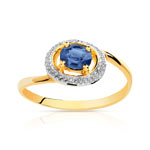 Bague or 750 2 tons saphir et diamant