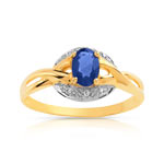 Bague or 750 2 tons saphir et diamant