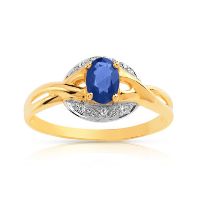 Bague or 750 2 tons saphir et diamant