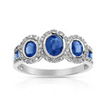 Bague or 750 blanc saphir et diamant