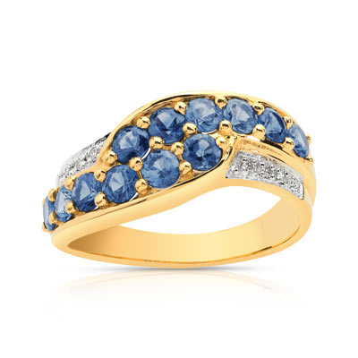 Bague or 750 2 tons saphir et diamant