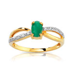 Bague or 750 2 tons &eacute;meraude et diamant