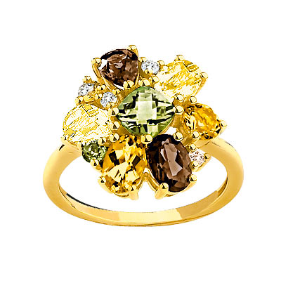 Bague or 750 pierre fine et diamant