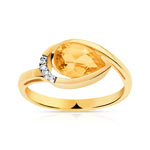 Bague or 750 2 tons citrine et diamant
