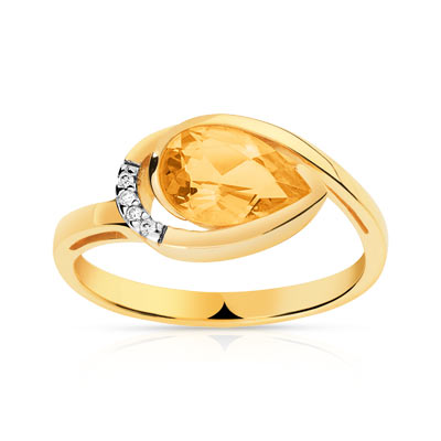 Bague or 750 2 tons citrine et diamant