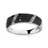 Bague or 750 blanc diamants noir et blanc