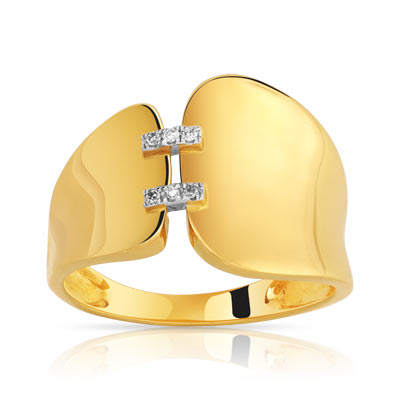 Bague or 750 2 tons diamant