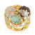 Bague or 750 2 tons pierre fine et diamant