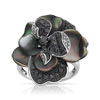 Bague or 750 blanc nacre et diamant blanc et noir