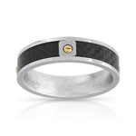 Bague acier carbone et or 750 jaune
