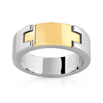 Bague or 750 jaune et acier