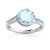 Bague or 750 blanc topaze bleue traitée