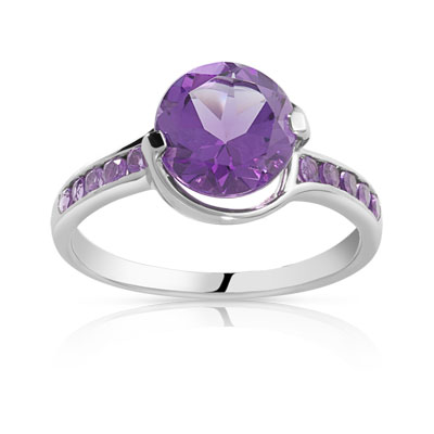 Bague or blanc améthystes