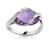 Bague or 750 blanc améthyste et diamant