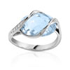 Bague or 750 blanc topaze bleue traitée et diamant