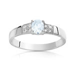 Bague or 750 blanc aigue-marine et diamant