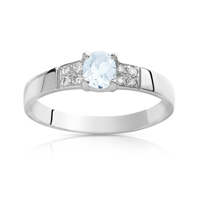 Bague or blanc aigue-marine diamants