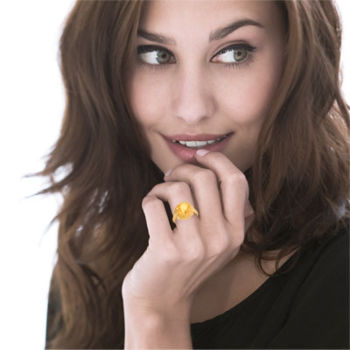 Bague or 750 jaune soleil citrine et diamants ambrés