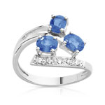 Bague or 750 blanc saphir et diamant