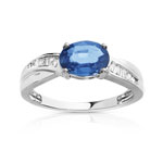 Bague or 750 blanc saphir et diamant