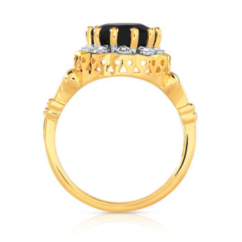 Bague or 750 2 tons saphir ovale et diamants