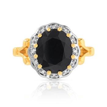 Bague or 750 2 tons saphir ovale et diamants