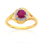 Bague or 750 2 tons rubis et diamant