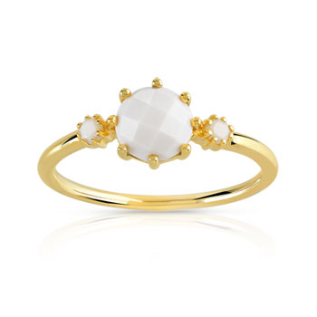 Bague plaqué or agate