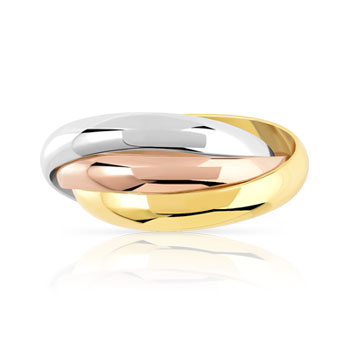 Bague plaqué or argent 925 3 anneaux entrelacés