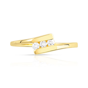 Bague plaqué or trio zirconias